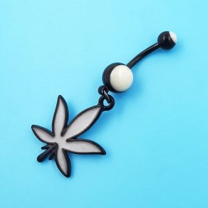 316L Surgical Steel Glow In The Dark Dangle Leaf Navel Piercing