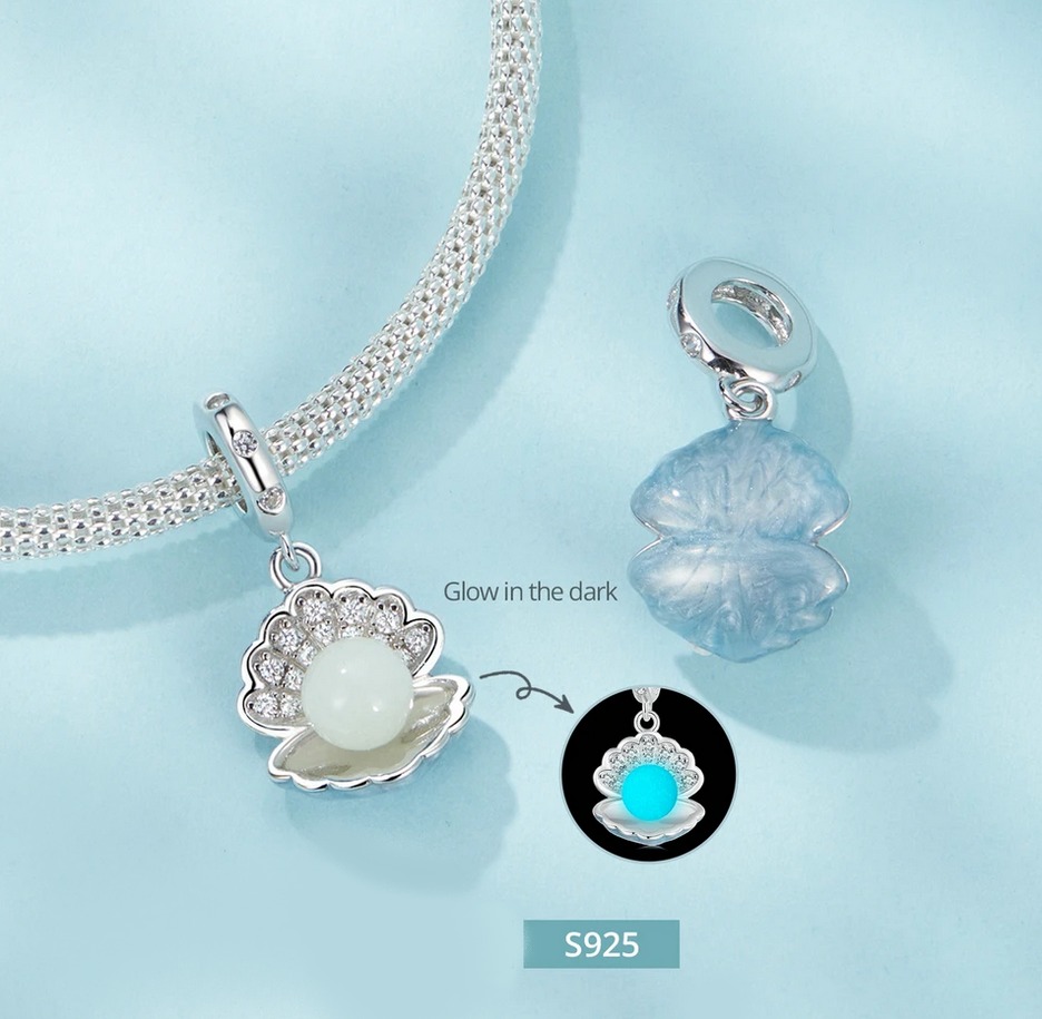 Exquisite 925 Sterling Silver Glow In The Dark Ocean Charm Zircon Shell Pendant - Image 4