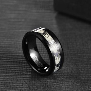 Men's Creative Spider Motif Glow in the Dark 8MM Tungsten Carbide Ring