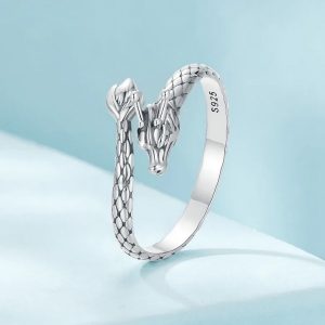Genuine 925 Sterling Silver Vintage Dragon Adjustable Ring
