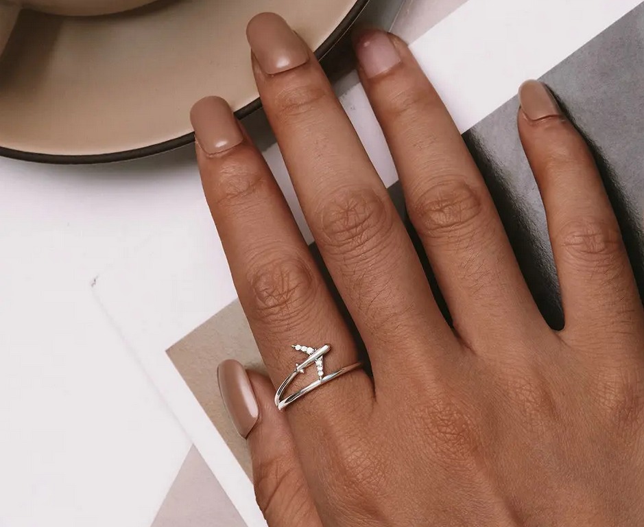 Classic 925 Sterling Silver Double Layer Zircon Airplane Ring - Image 4
