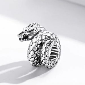 Exquisite 925 Sterling Silver Vintage Dragon Charm Fit for Bracelets