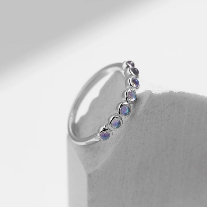 Exquisite 925 Sterling Silver 2mm Round Moonstone Stackable Ring - Image 2