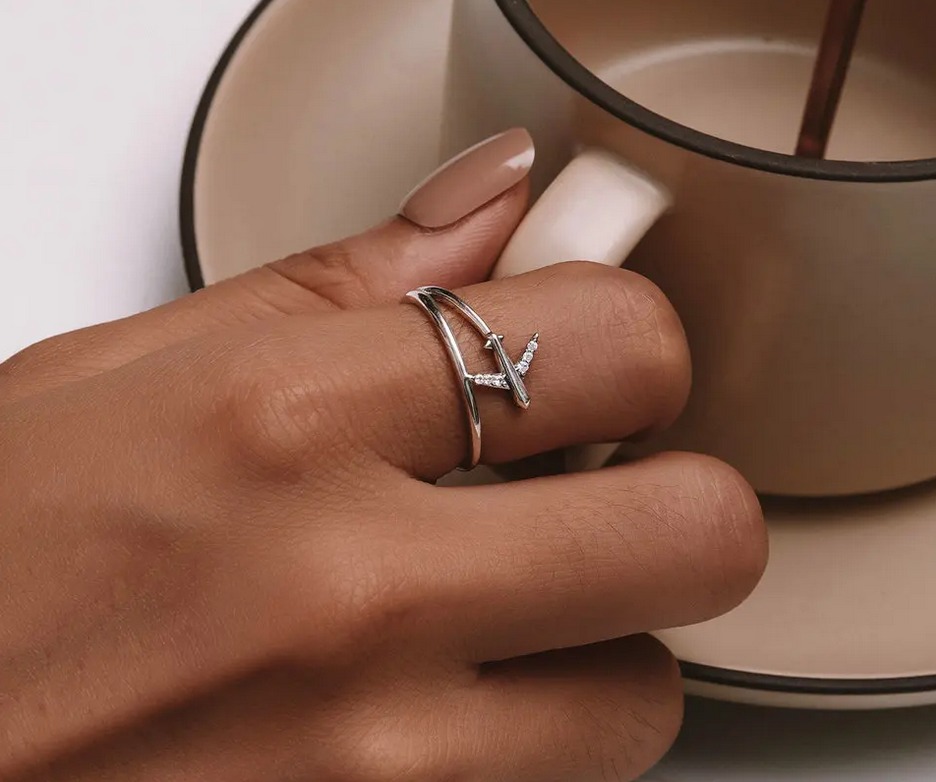 Classic 925 Sterling Silver Double Layer Zircon Airplane Ring - Image 2