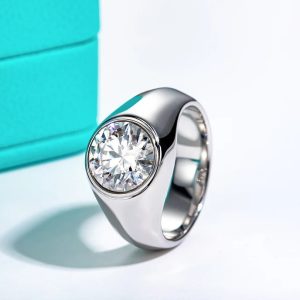 Men’s 18K S925 Sterling Silver 4CT Round Cut Luxury Moissanite Ring