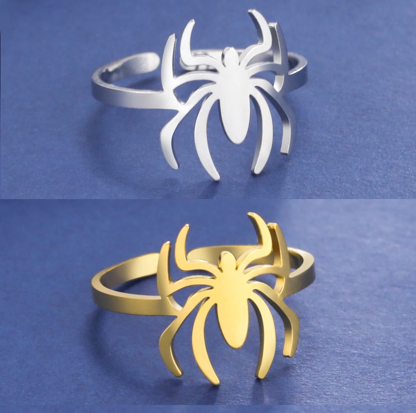 Quality Stainless Steel Superhero Spider Logo Adjustable Ring