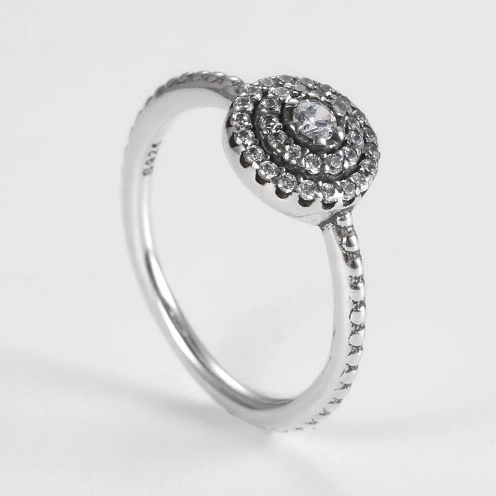 Platinum 925 Sterling Silver Classic Vortex Dazzling Zircon Ring - Image 3