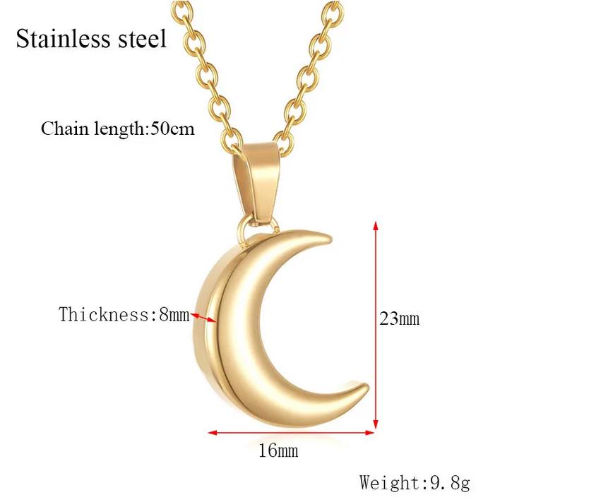 316L Stainless Steel Cremation Keepsake Moon Pendant Necklace - Image 5