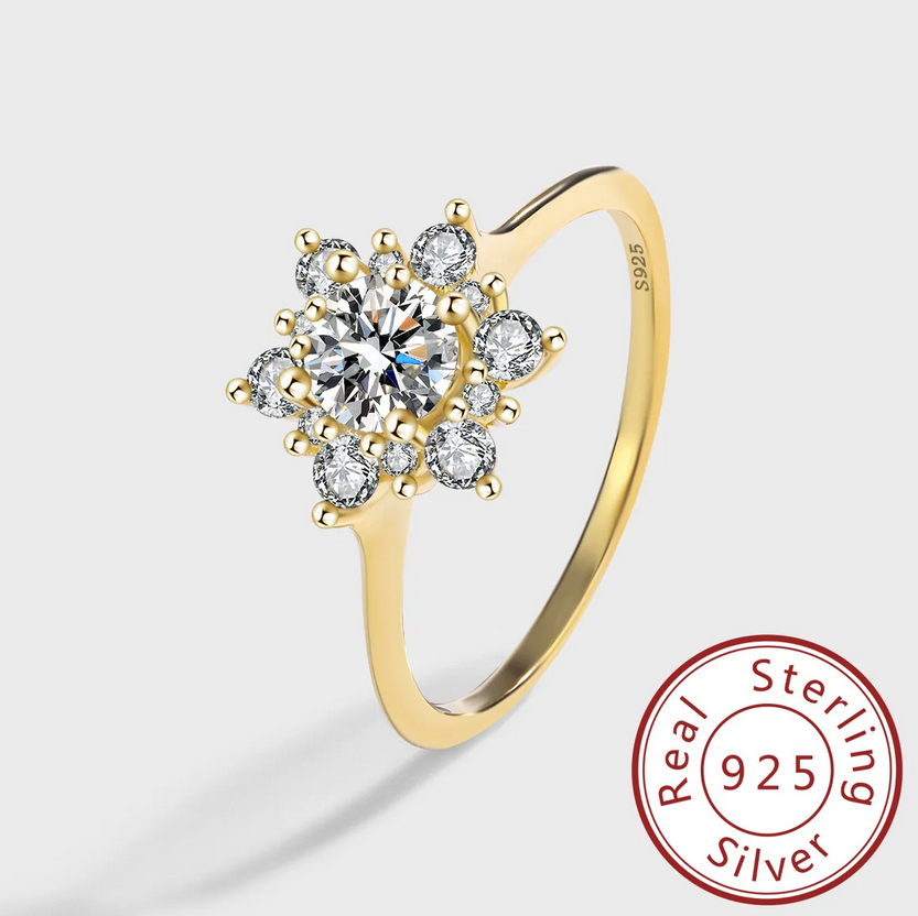 Exquisite 18K 925 Sterling Silver Zircon Snowflakes Luxury Ring - Image 2