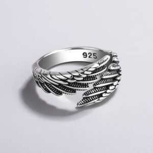 Vintage Thai Silver Plated Creative Wings Adjustable Ring