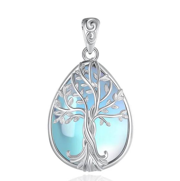 Exquisite 925 Sterling Silver Blooming Tree of Life Moonstone Pendant Necklace - Image 3