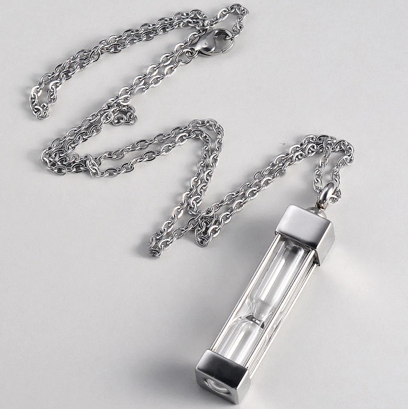 Quality Stainless Steel Timeless Glass Cremation Keepsake Pendant Necklace - Image 3