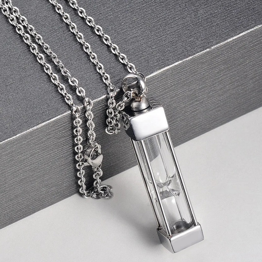 Quality Stainless Steel Timeless Glass Cremation Keepsake Pendant Necklace