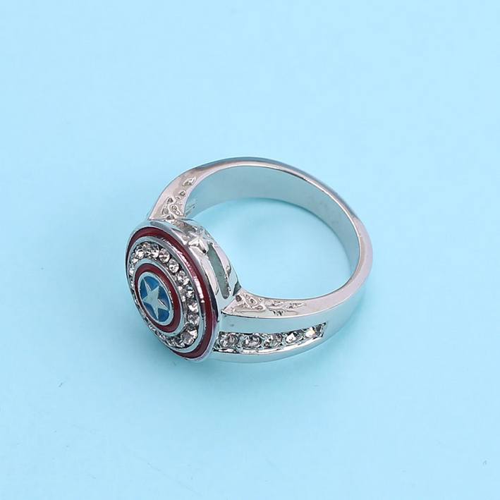 Classic Captain America Shield Logo Crystal Ring - Image 3