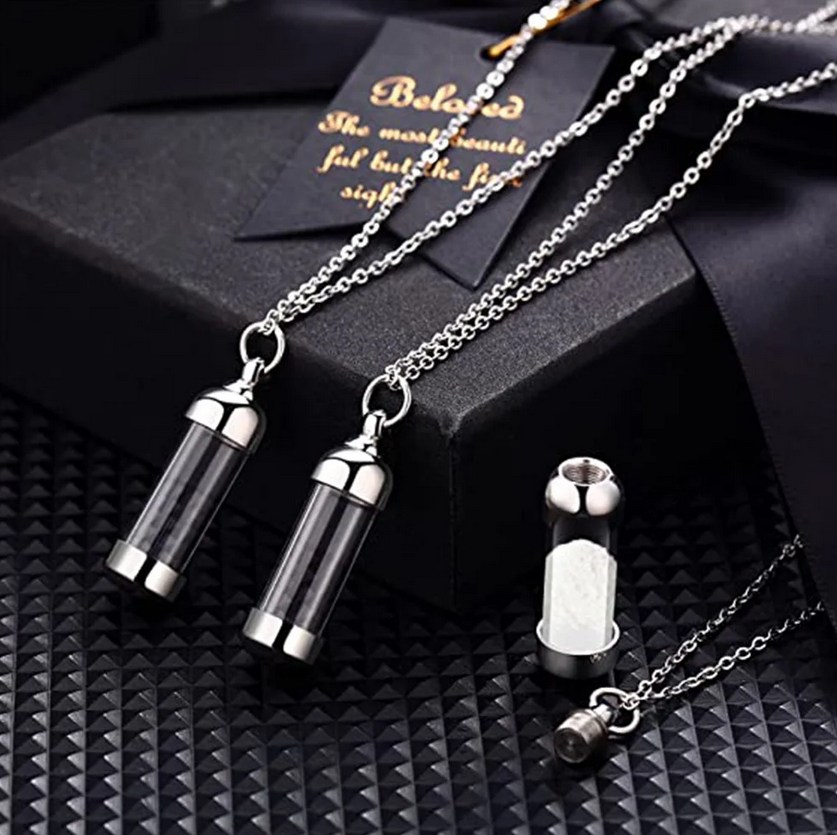 1PC Stainless Steel Cremation Keepsake Acrylic/Glass Vial Pendant Necklace - Image 4