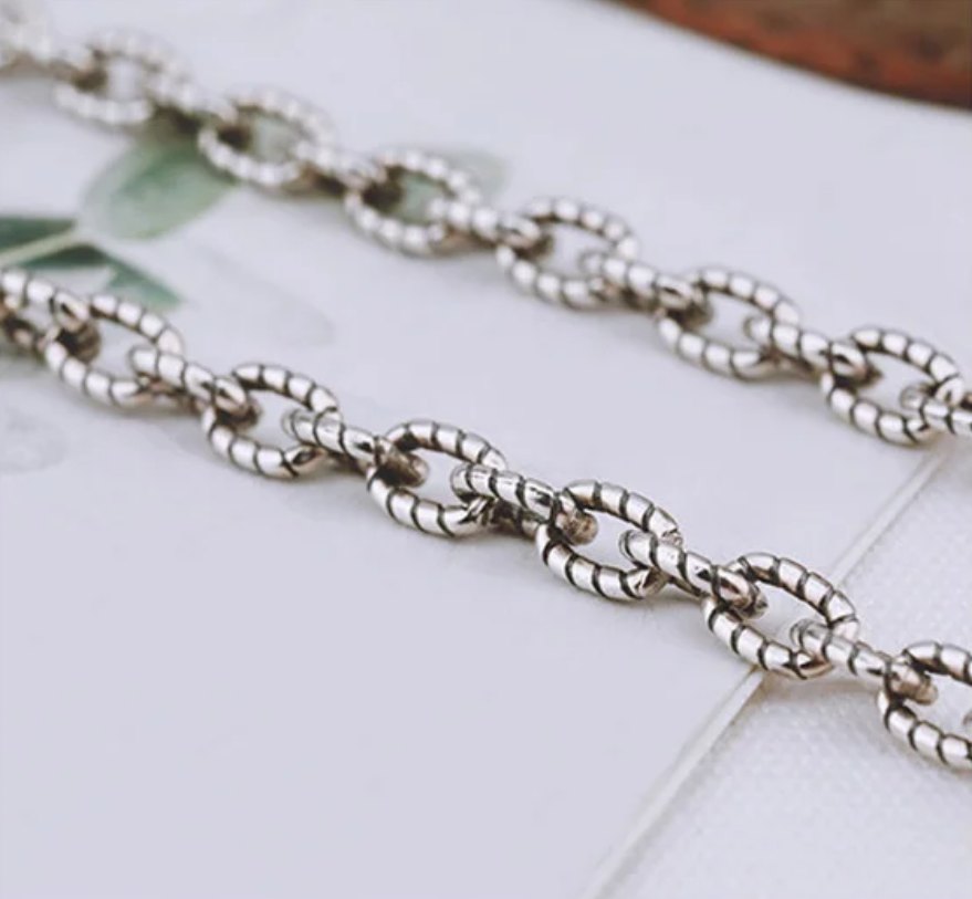 Genuine Handmade 925 Sterling Silver Customized Strip Pattern 4MM Chain Necklace - Image 3