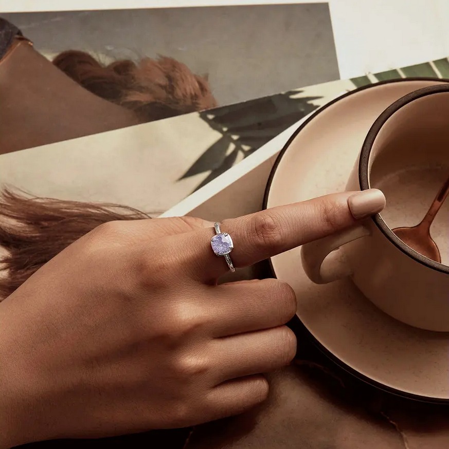 Exquisite 18K 925 Sterling Silver Sparkling Fireworks Lavender Zircon Ring - Image 4