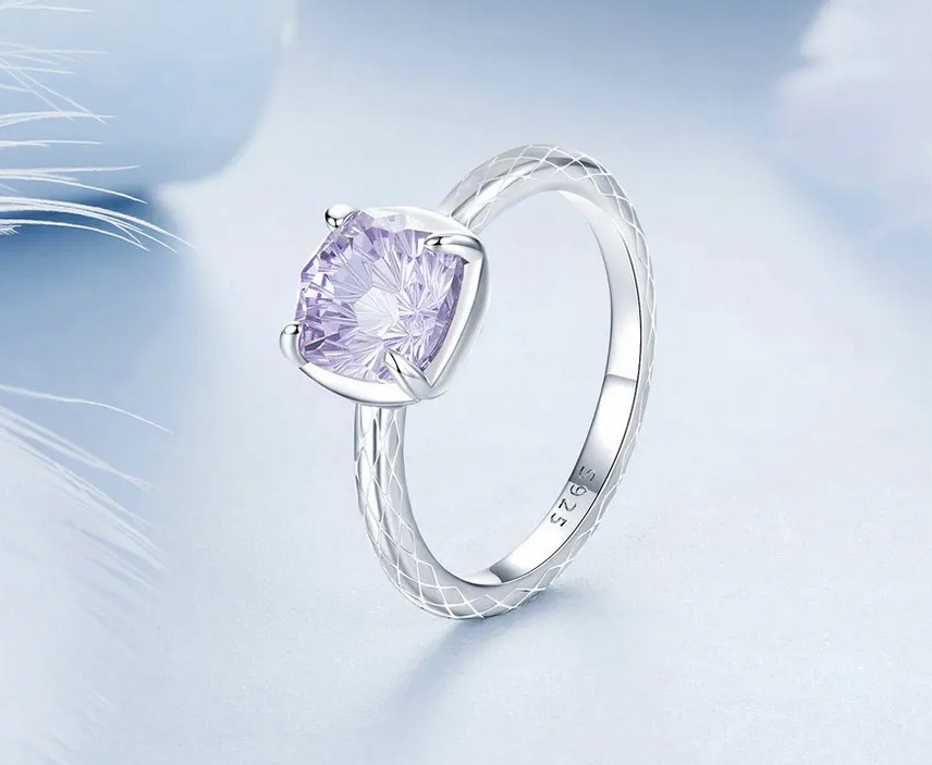 Exquisite 18K 925 Sterling Silver Sparkling Fireworks Lavender Zircon Ring - Image 3