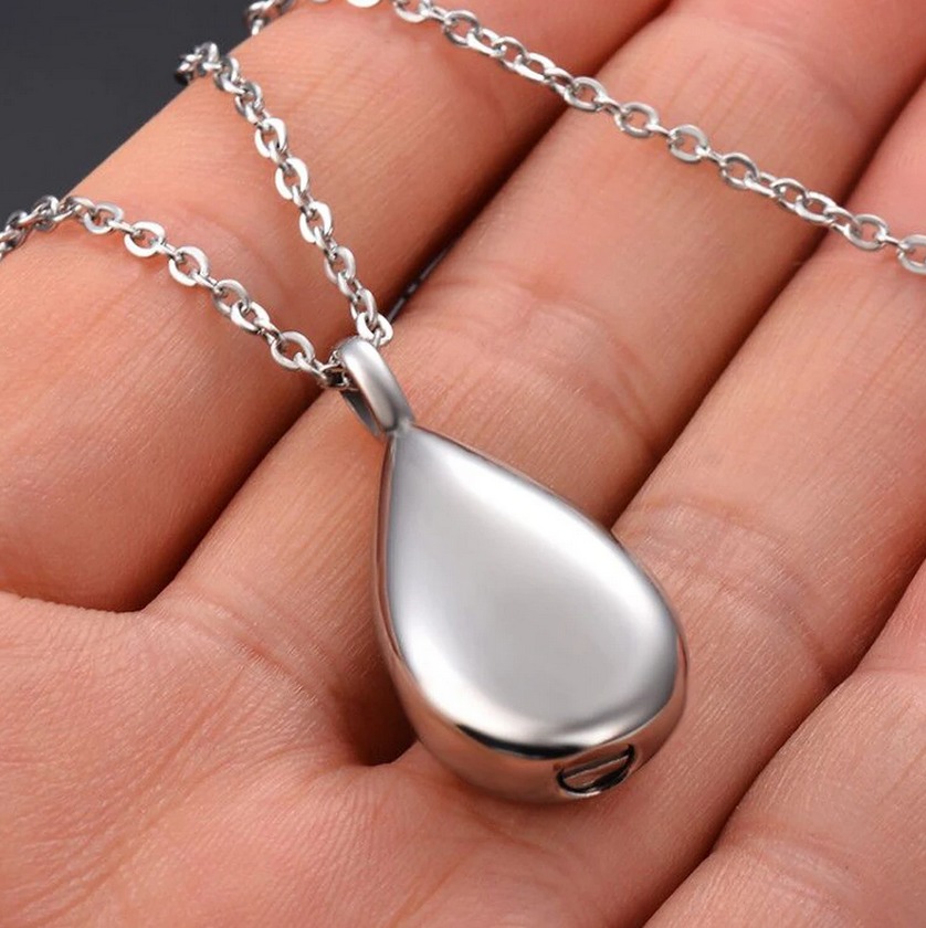 Elegant Stainless Steel "Always in my Heart" Teardrop Cremation Keepsake Pendant - Image 4