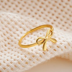 Elegant Stainless Steel Creative Design Bowknot Ring