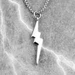Men's Polished Stainless Steel Super Lightning Bolt Long Pendant Power Necklace