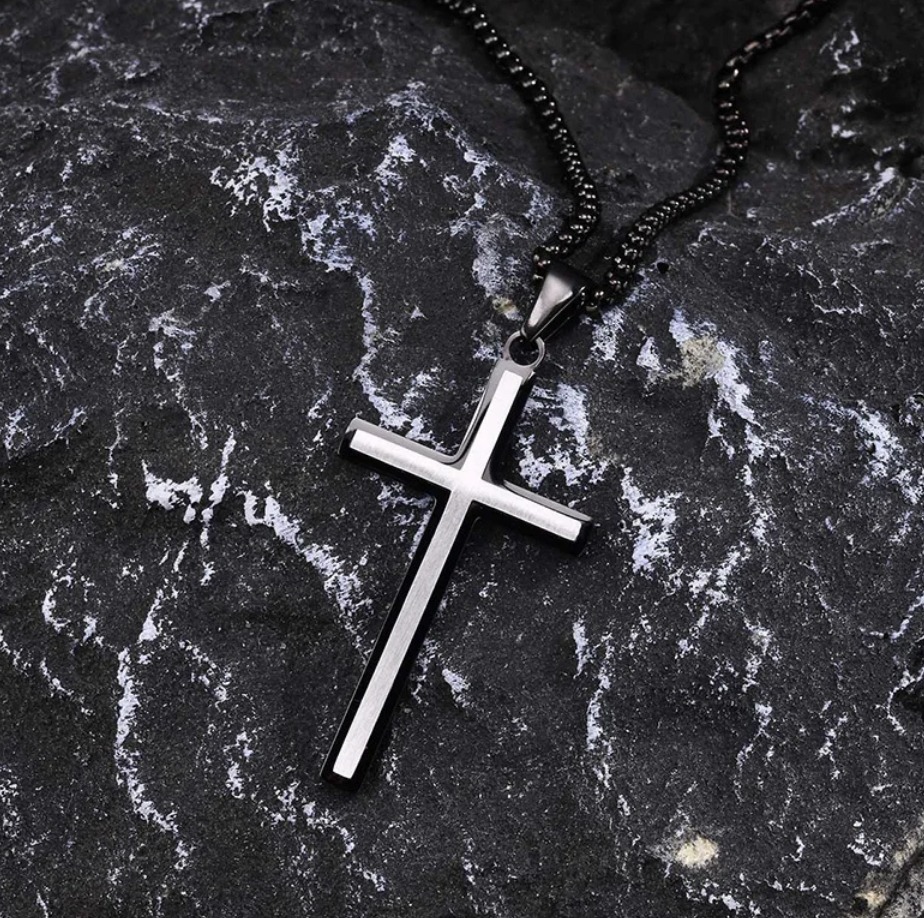 Quality Stainless Steel Enforced Double Layer Cross Design Pendant Necklace