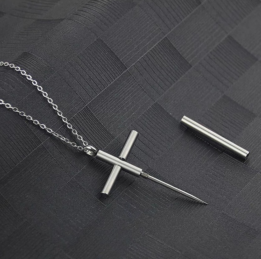Quality Stainless Steel Creative Pick Design Cross Pendant Necklace - Image 4