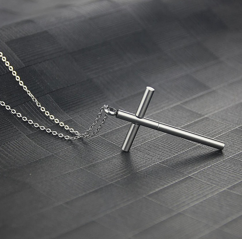 Quality Stainless Steel Creative Pick Design Cross Pendant Necklace - Image 2