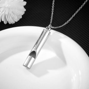 Stainless Steel Cremation Keepsake Creative Whistle Design Pendant Necklace