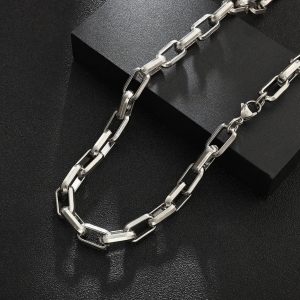 Men's 316L Stainless Steel 9MM Paperclip Link Chain Necklace