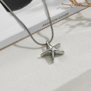 Stainless Steel Cremation Keepsake Elegant Starfish Pendant Necklace
