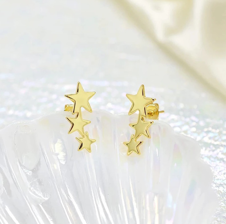 Exquisite Stainless Steel Creative Design Dangle Star Stud Earrings - Image 2