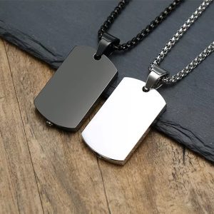 Men's Quality Stainless Steel Cremation Keepsake Dog Tag Pendant Necklace