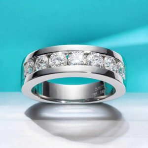 Men's 18K 925 Sterling Silver 2.1CT Round Cut Moissanite Gemstone Ring