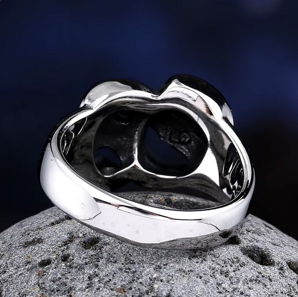 Retro 316L Polished Stainlesss Steel Smile & Cry Personality Ring - Image 2