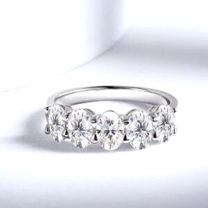Exquisite 925 Sterling Silver 2.5CT Oval Cut Full Moissanite Eternity Ring