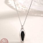 Retro 925 Sterling Silver Halloween Theme Creative Coffin Pendant Choker (17")