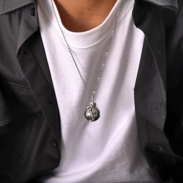 Stainless Steel Cremation Keepsake Hollow Floral Locket Pendant Necklace - Image 4