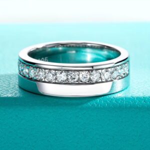 Men’s 18K 925 Sterling Silver Round Cut Moissanite Gemstone Ring